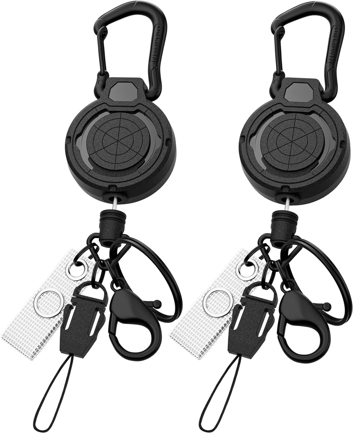 DELSWIN Heavy Duty Retractable Keychain, Badge Holder Retractable Clip with 28.5”Steel Extension Cord, Badge Reel with Detachable Key Ring Lobster