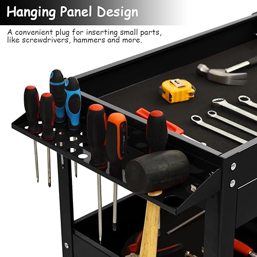 Miniatura 4 de IRONMAX Cofre de herramientas de 3 niveles, carrito de servicio industrial resistente con cajón y ruedas, organizador de caja de herramientas