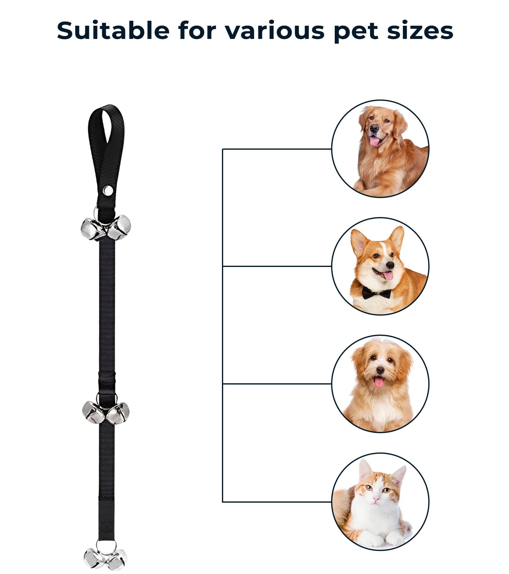 Cloche pour chien pour apprentissage de la propreté à l'extérieur - Sonnette de porte efficace pour chien - Facile à utiliser et durable
