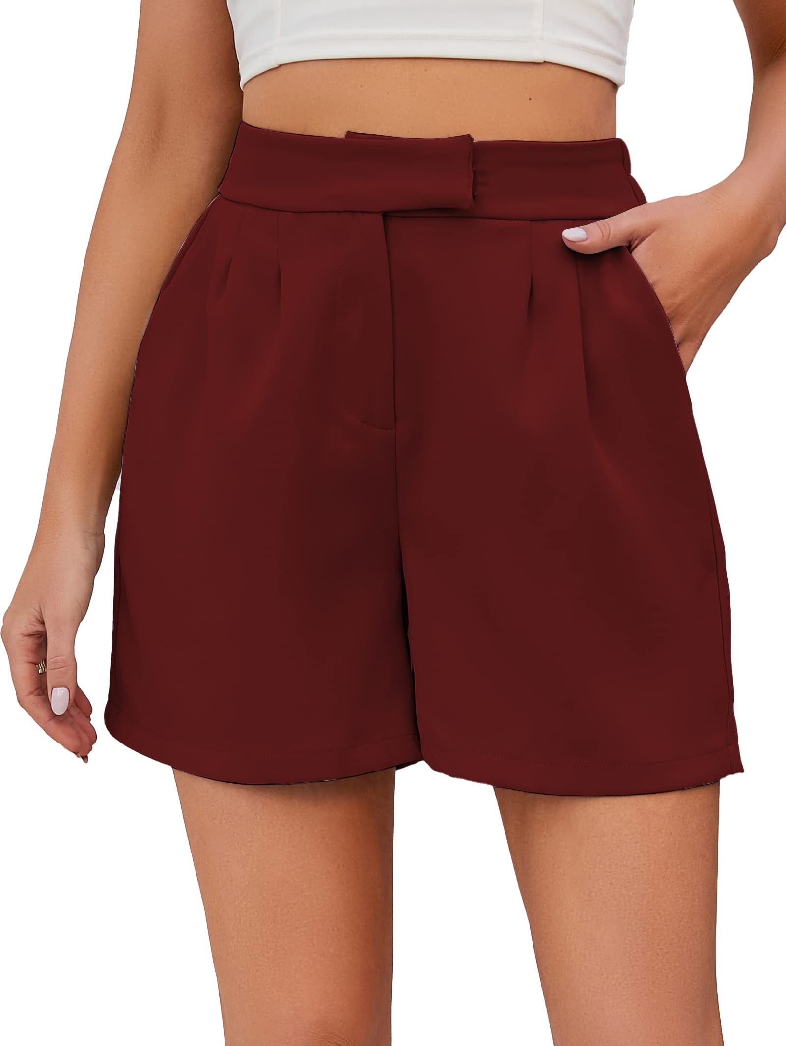 Famulily Frauen Sommer Lose Casual Bequeme Shorts Zurück Elastische Taille Weite Beinhose mit Taschen S-XXL