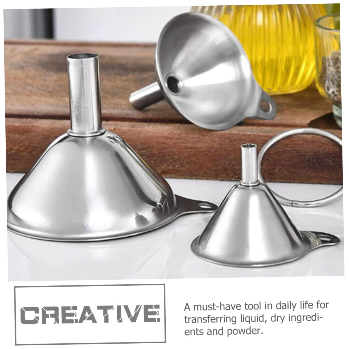 Luxshiny 3juegos Embudo De Acero Inoxidable Multifuncional Con Cepillo Para Cocina Para Transferir Líquidos y Ingredientes Secos Diseño y Seguro