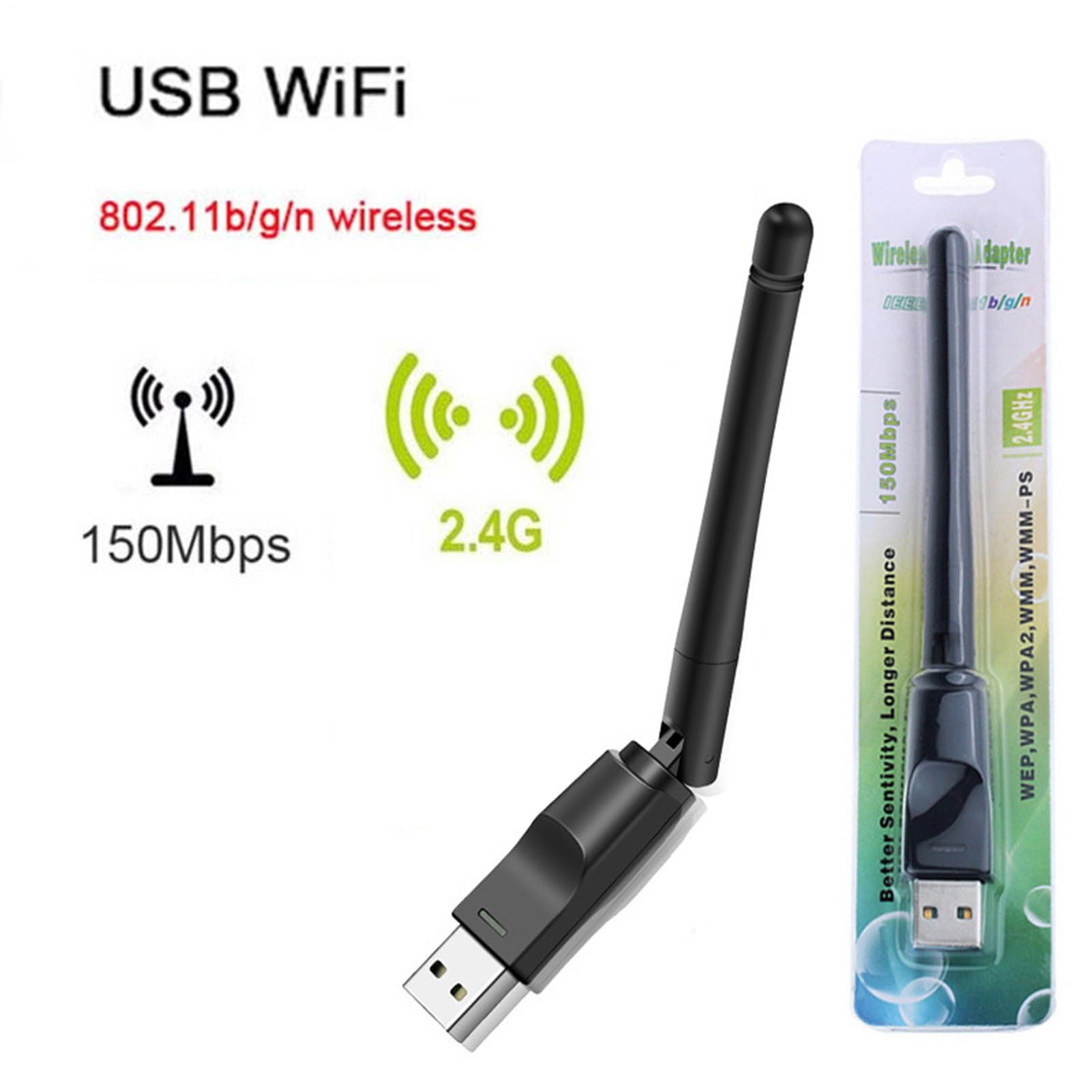 Adaptateur WiFi MT7601 carte réseau sans fil 2dB antenne externe récepteur signal