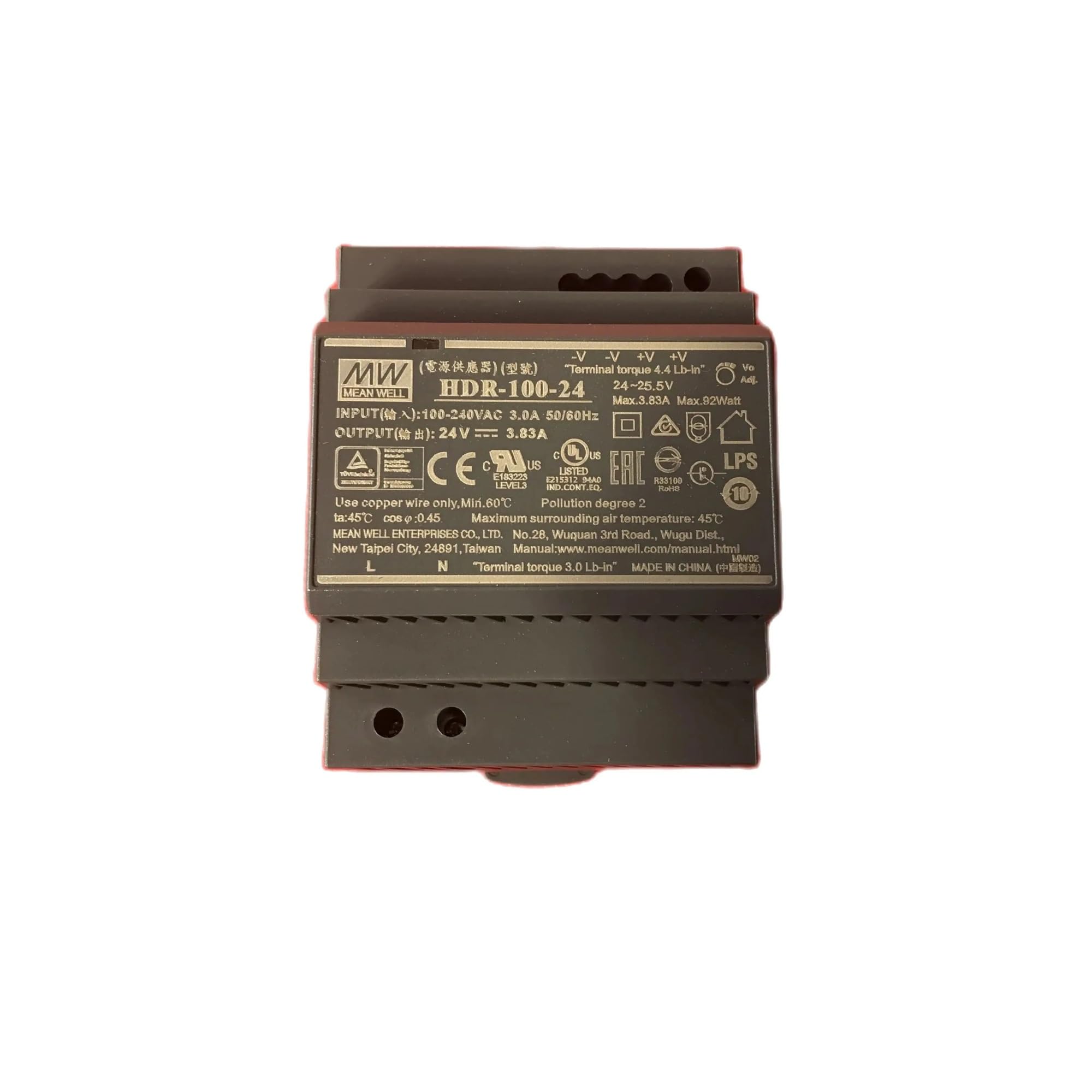 HDR-100-24 92W 24V 85 100 Ultra Slim Step Shape ~ W DIN Rail Switching Power Supply 100