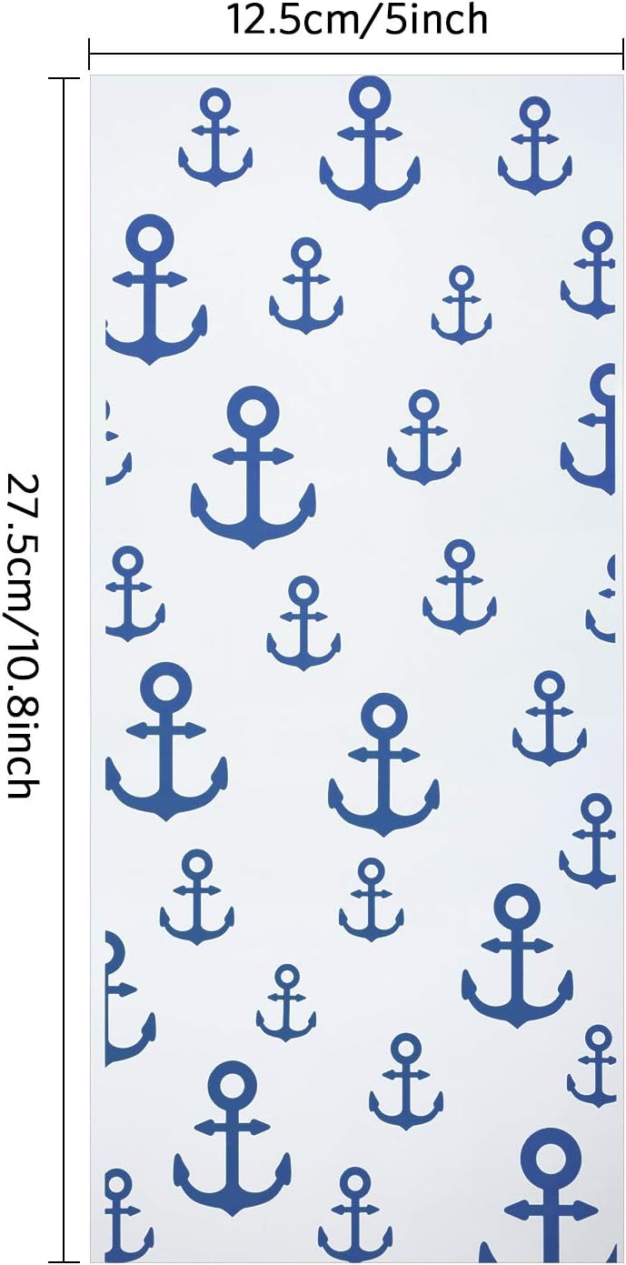 Blulu 100 Pieces Nautical Anchors Cellophane Bags Party Gift Nautical Candy Treat Goodies Bags Heat Sealable with 100 Pieces Gift Twist Ties for Cruise Beach Birthday Baby Shower(Navy Blue)