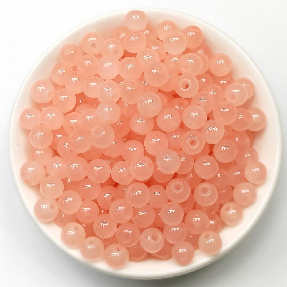300PCS Glass Beads 6mm Glass Beads for Bracelets Necklaces Jewelry Making DIY Crafts (PeachPuff) - Image 2