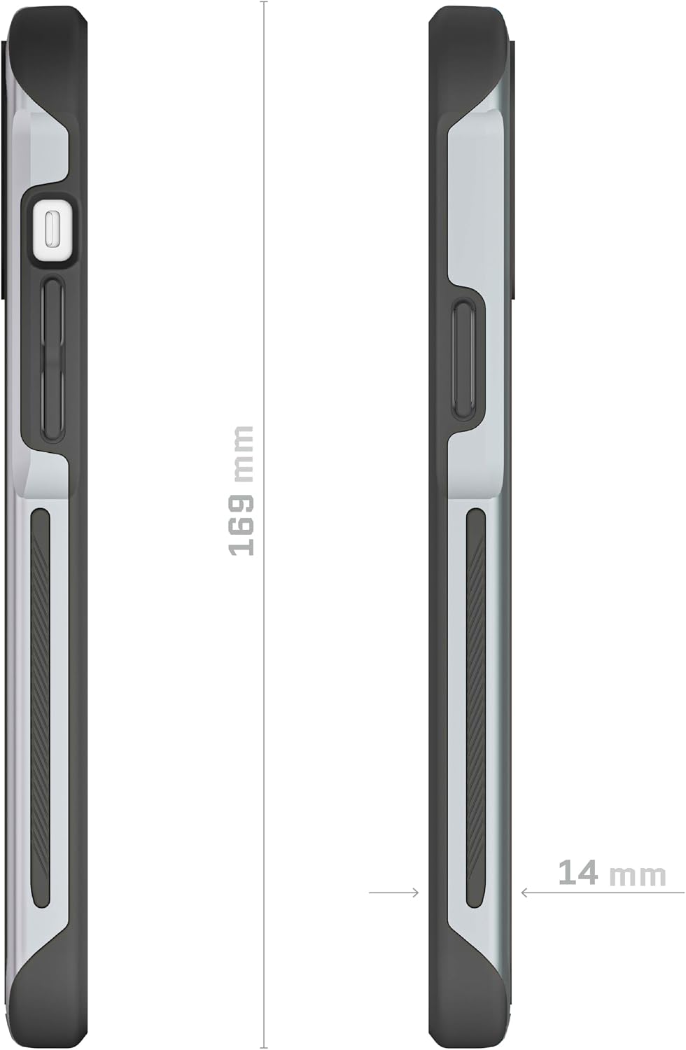 Ghostek Atomic Slim iPhone 14 Plus Case - Aluminum Metal Bumper Cover with Clear Back - Shockproof Protective Case - Wireless Charging Compatible iPhone 14 Plus Case MagSafe 2022 (6.7") (Silver)