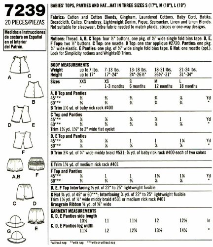 Patron Simplicity 7239 ensemble bébés trois pièces avec chapeau rétro - 2