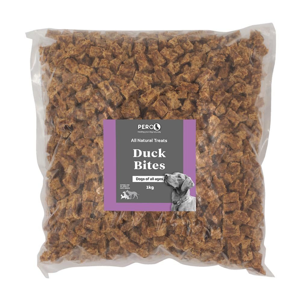 Pero Natural Dog Treats – Duck Bites – 100% Duck, High Protein, Grain Free, Healthy Dog Snack – 1kg Pack