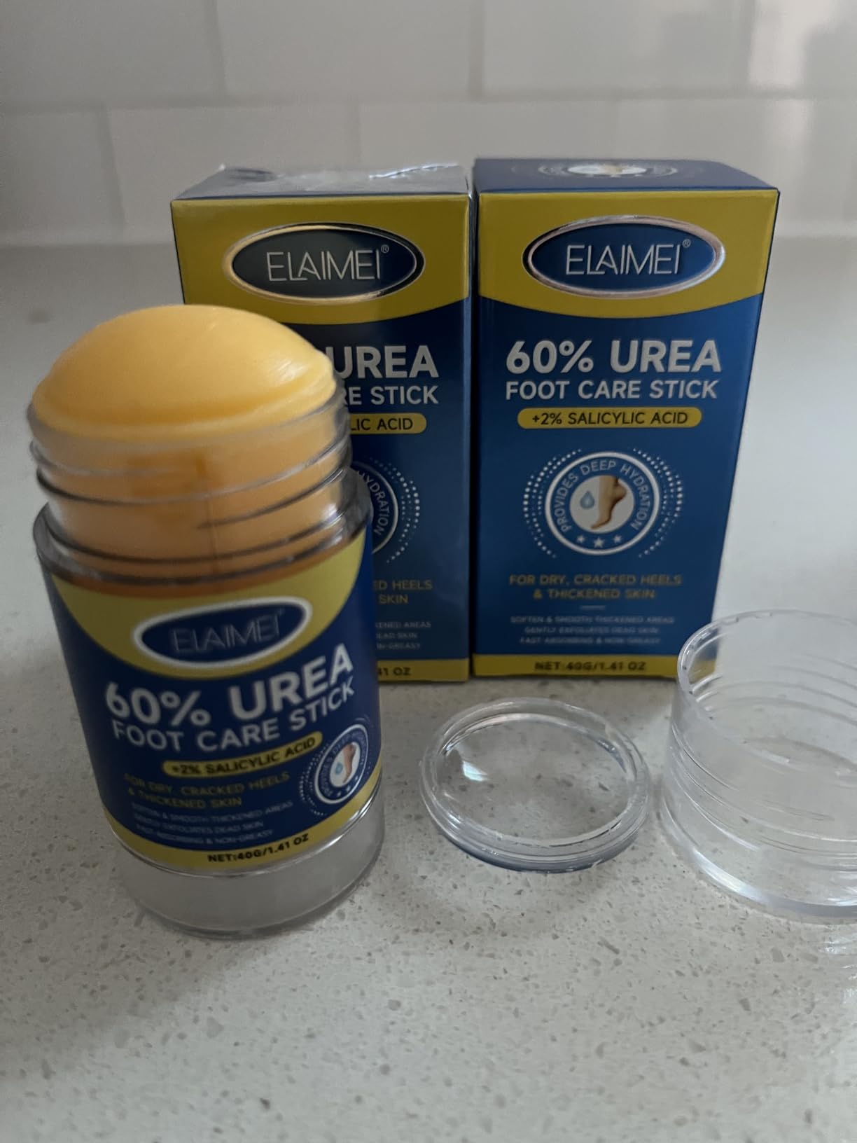 DLOMFVFQ 60% Urea with 2% Salicylic Acid Urea Foot Care Stick, Heel Stick for Cracked Feet, Foot Care Cream Moisturizer for Dry Cracked Feet, Knees, Elbows, Hands -1.41oz