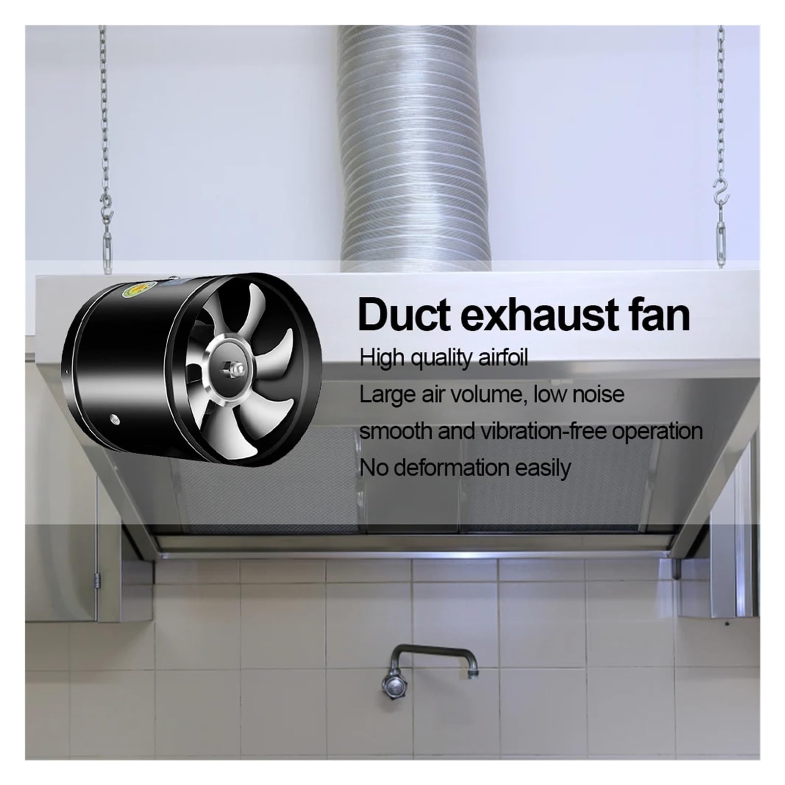 Abluftventilator, 4/6/8 Zoll Leistungsstarker leiser Abluftventilator Toilettenventilator Badezimmer-Luftabsauger Küche Rauchabsauger Abluftgebläse(8 Inch)