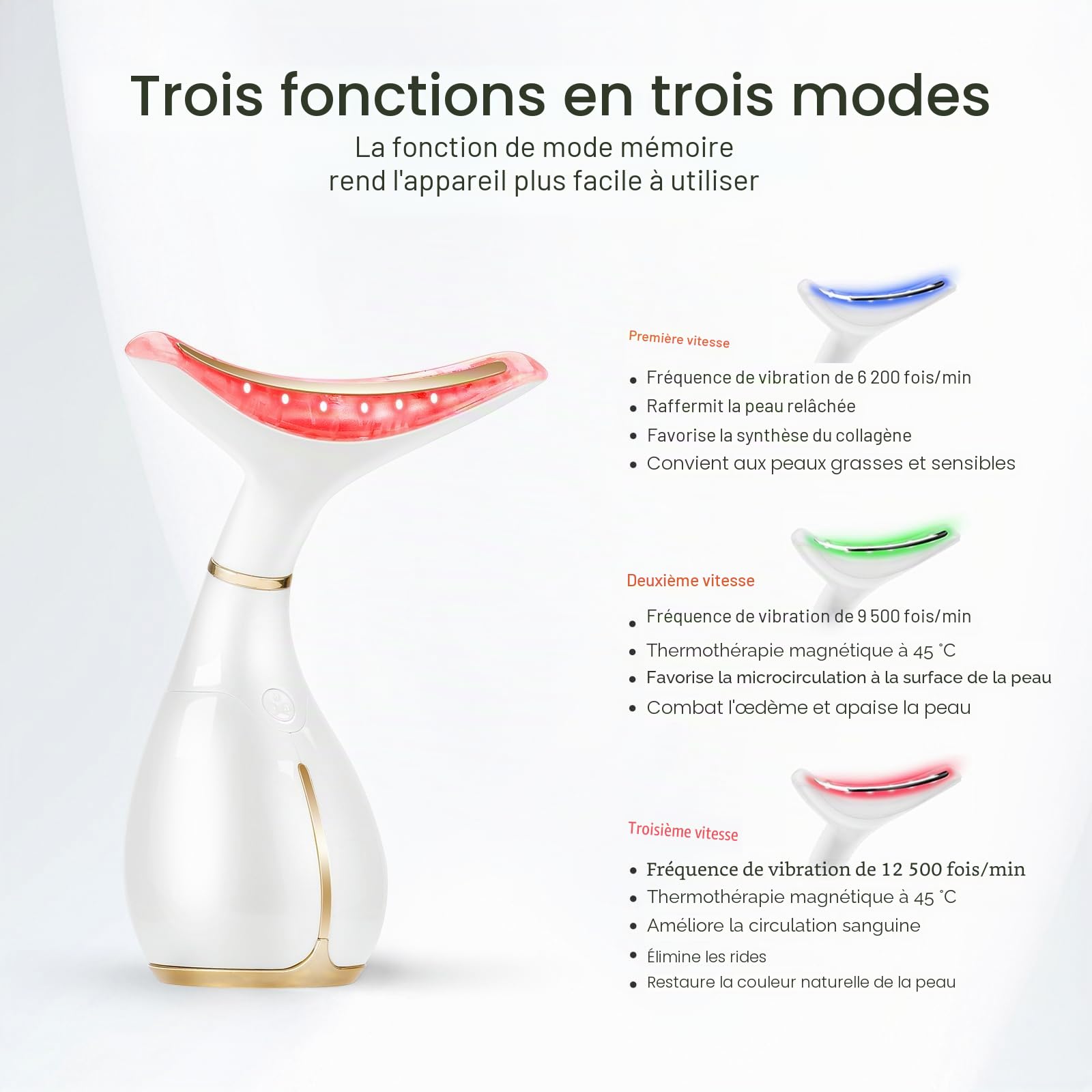Ms.W Appareil Anti-Rides et Lifting Visage, Massage et Soin Anti-âge, Tonification et Raffermissement du Cou, Réduction des Pores, Rechargeable