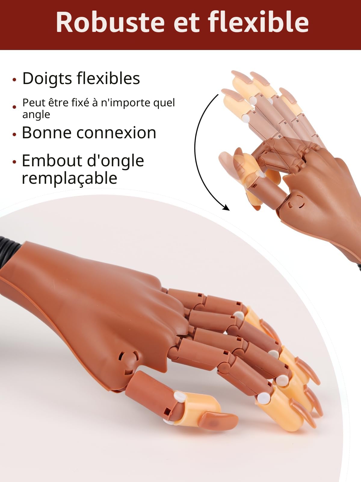 Main d'Entrainement Manucure: Flexible Fausse Main pour Ongle avec 300 Pièces Faux Ongles - Durable Main Entrainement Ongles pour Débutants Salon Maison