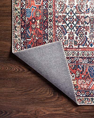 Loloi Layla Collection LAY-12 Ivory/Brick 2'-0" x 5'-0" .13" Thick Accent Rug, Soft, Durable, Vintage Inspired, Distressed, Low Pile, Non-Shedding, Easy Clean, Printed, Living Room Rug