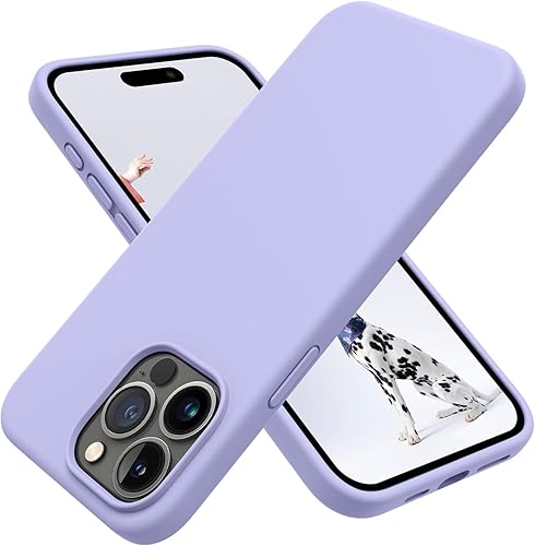 Miniatura 7 de Mizi Funda de silicona líquida para iPhone 15 Pro de 6.1 pulgadas, delgada de 3 capas de goma de gel suave, a prueba de golpes, con forro de
