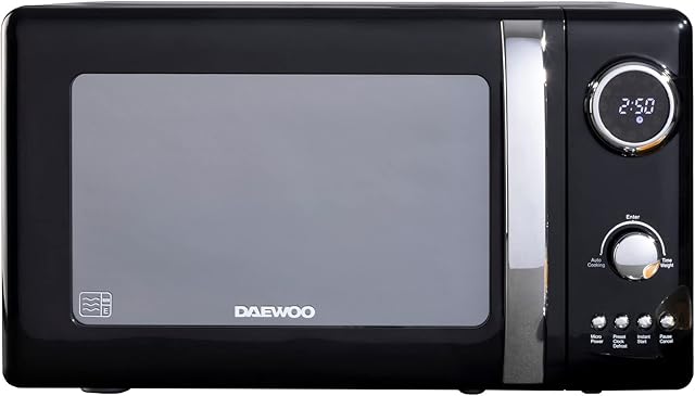 Daewoo SDA1655 Kensington 800W, 20L Digital Microwave | 5 Power Settings | Defrost & Cancel Control | 245mm Turntable Glass Tray | Digital Timer | Beep Indicator |[Energy Class A] - Black