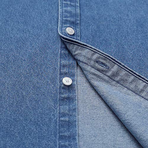 Dubinik®Mens Short Sleeve Button Down Shirts Denim Short Sleeve Shirt Men Two Pocket Western Soft Work Casual Denim Shirt4