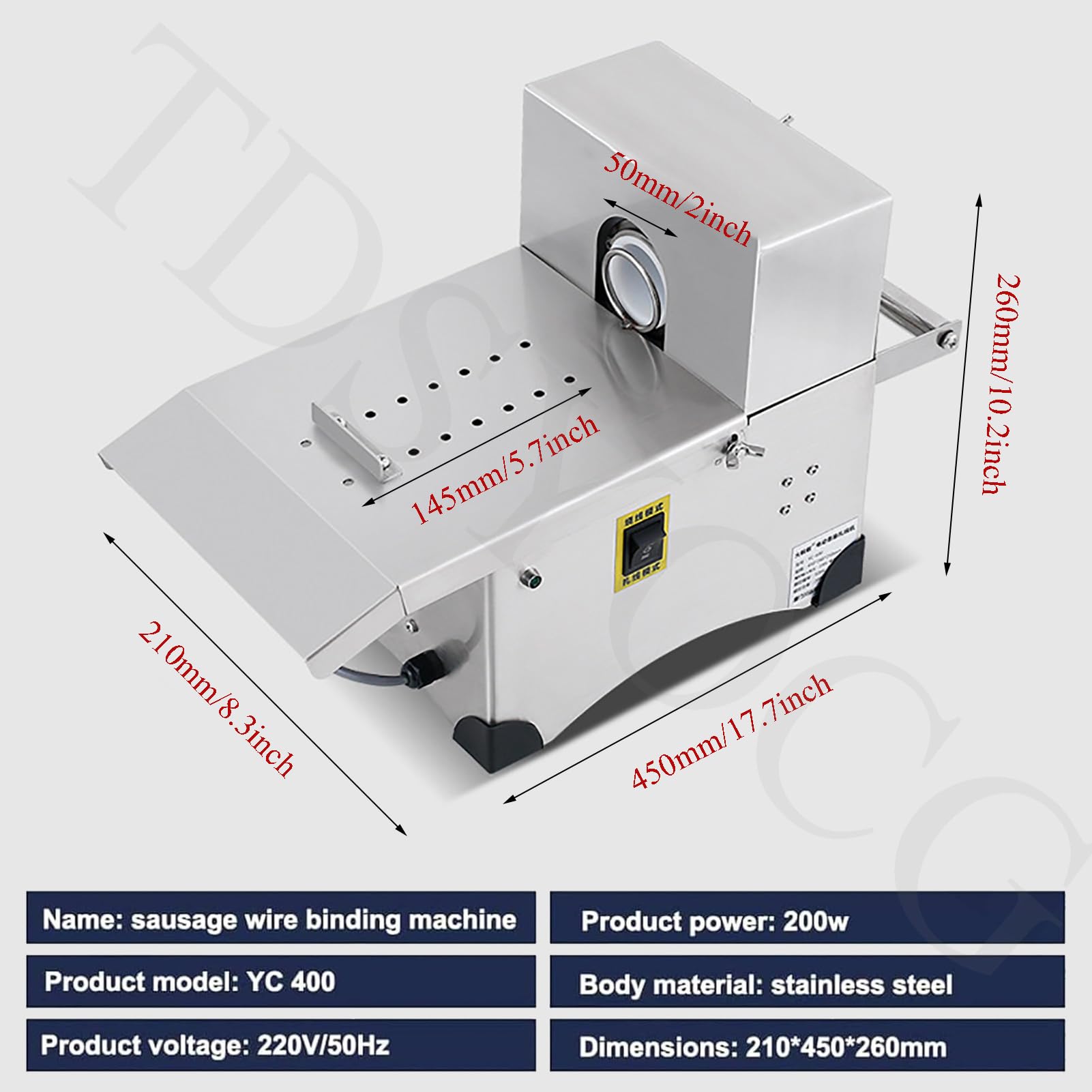 Machine Alimentaire à Nouer Les Saucisses Automatique, éQuipement Professionnel en Acier Inoxydable, 2 Modes (Ouverture 50mm), pour Restaurants Et Traiteurs