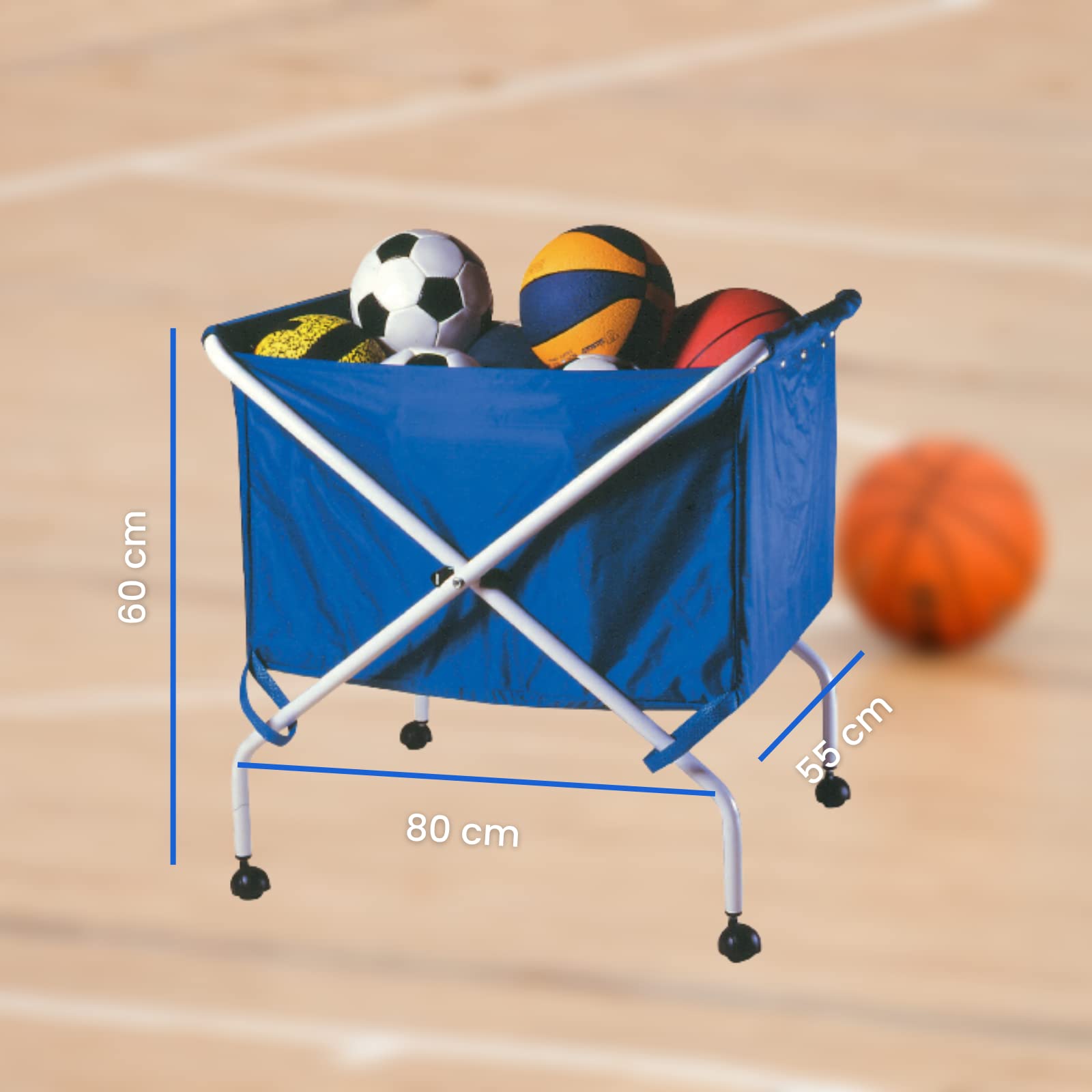 WIP Sport - Carrello per Palloni in Acciaio Verniciato Pieghevole. Capienza 20/25 palloni. 100% Made in Italy, in Acciaio Verniciato