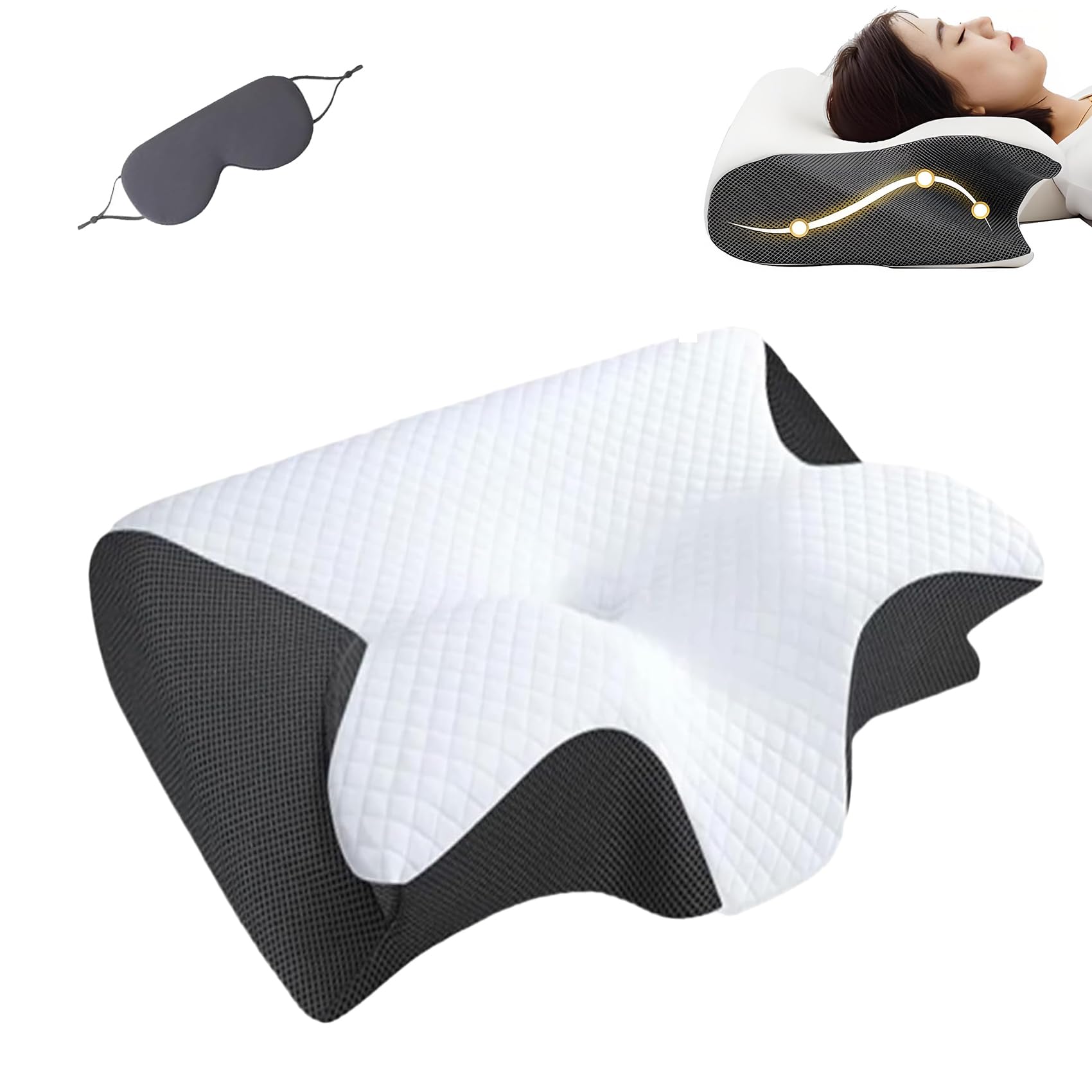 QTANZIQI Poduszka konturowa z pianki memory do podparcia szyi Tildreams Ortopedyczna poduszka ergonomiczna dla osób śpiących na boku Poduszka uciskowa do spania biała