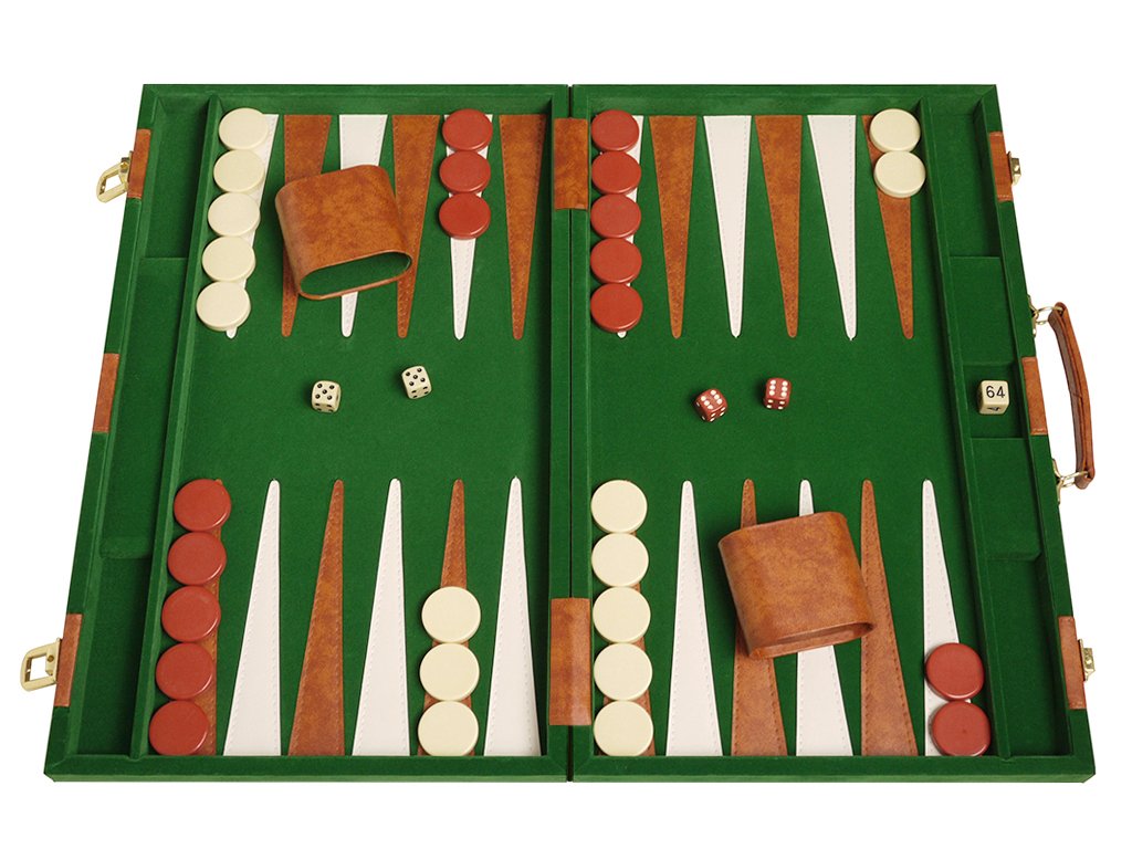 Middleton Games Deluxe Backgammon Set - Board (Green - 18" x 12")
