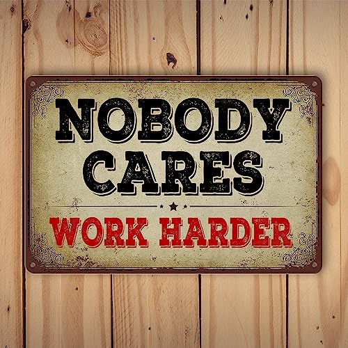 Masleo NOBODY CARES WORK Harder Gym Tin Sign Wall Art Metal Gym Decor Boxing Poster Funny Garage Gym Decor Motivational Posters thumb #1