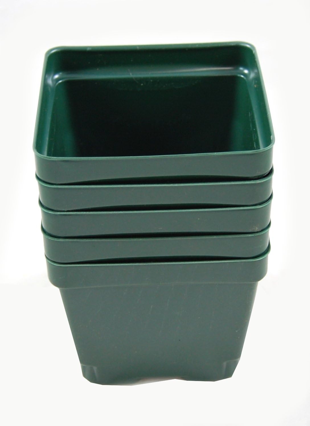 Greenhouse Pots - 4 inch Square - 3 1/2 inch Deep Pots - Green - Plastic - Case of 846 by Growers Solution