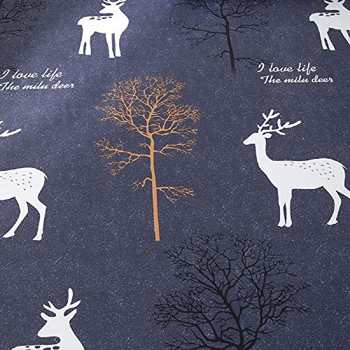 Naturety Bedding Fitted Sheet With Deep Pocket,Thicken Printed Fabric Bed Sheets (Dark Blue(Deers), Twin) #TOP4