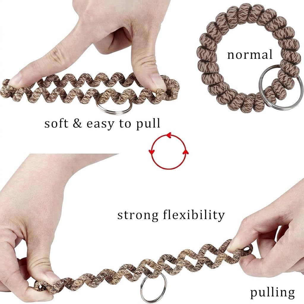 BIHRTC Pack of 6 Keychain Bracelet Wristlet Wrist Key Chain Holder Spring