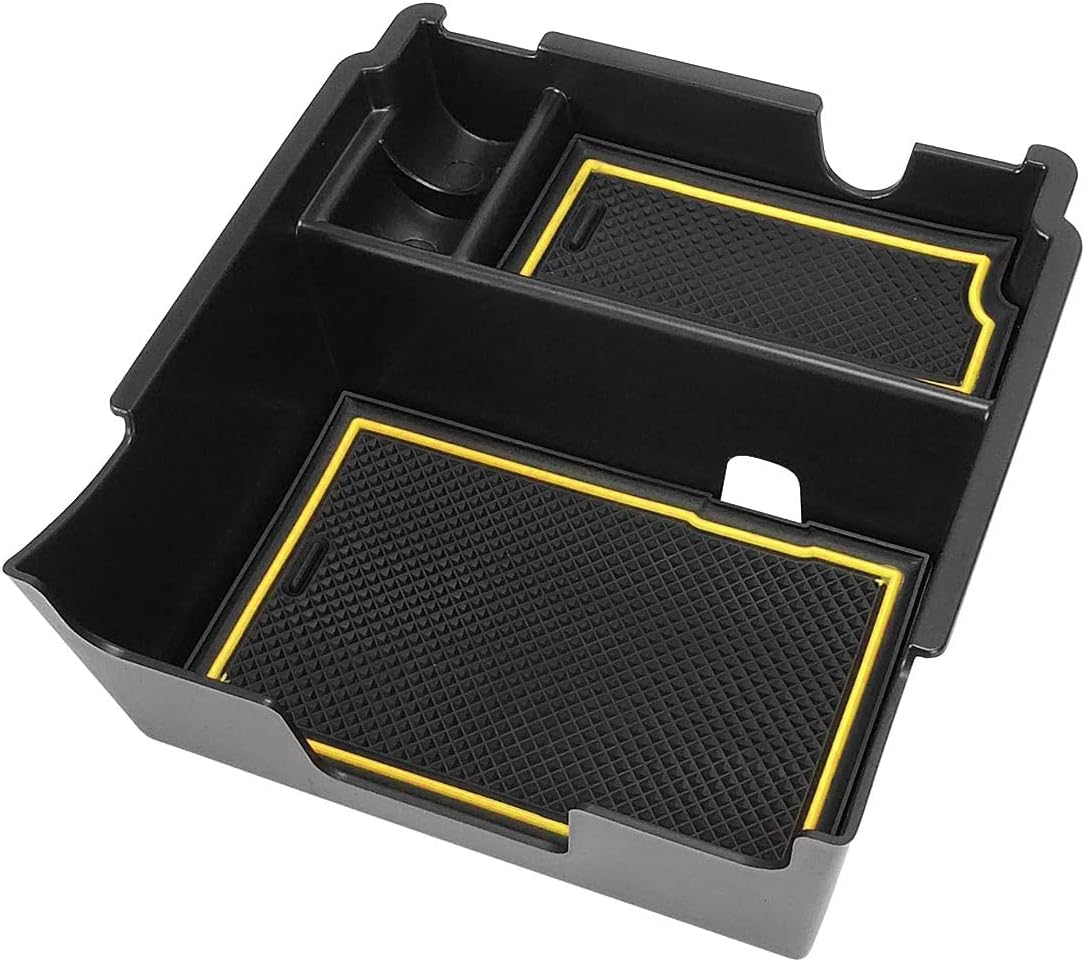 auovo Center Console Organizer for Subaru Crosstrek and Impreza 2018 2019 2020 2021 2022 2023 Interior Accessories Secondary Armrest Storage Tray (Yellow Trim)