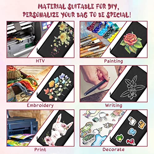 Image of Legigo 10 Pack Blank DIY Craft Bag Canvas Pen Case Blank Makeup Bags - Canvas Pencil Bag Cotton Canvas Cosmetic Bag Multi-Purpose Travel Cosmetic Bag 8.3 x 5 Inch, 10pack black, Canvas Makeup Bags