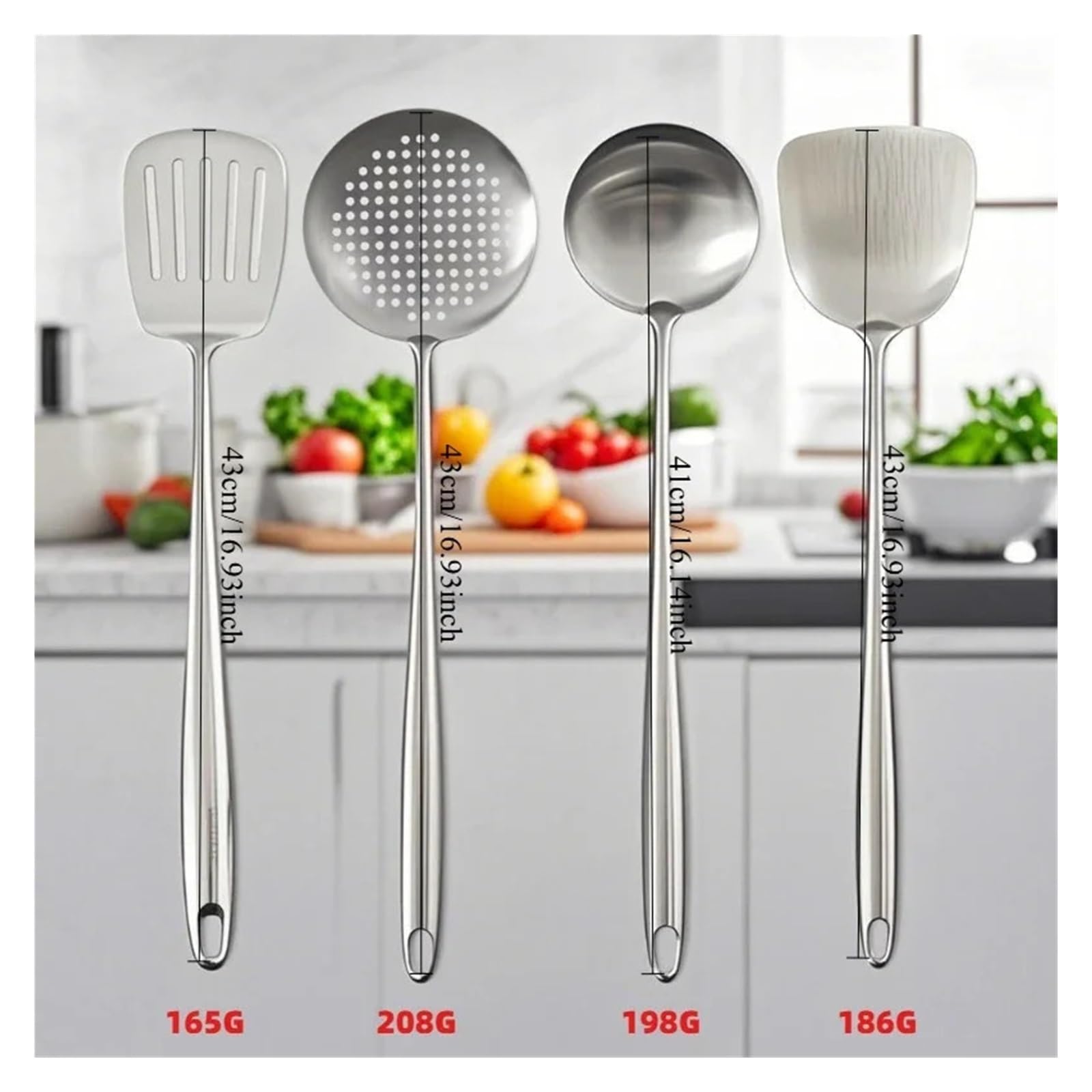 1 stücke Edelstahl Wok Spachtel Metall Küchenutensilien Schlitz Turner Löffel Schöpfkelle Kochen Werkzeuge(1PC colander)