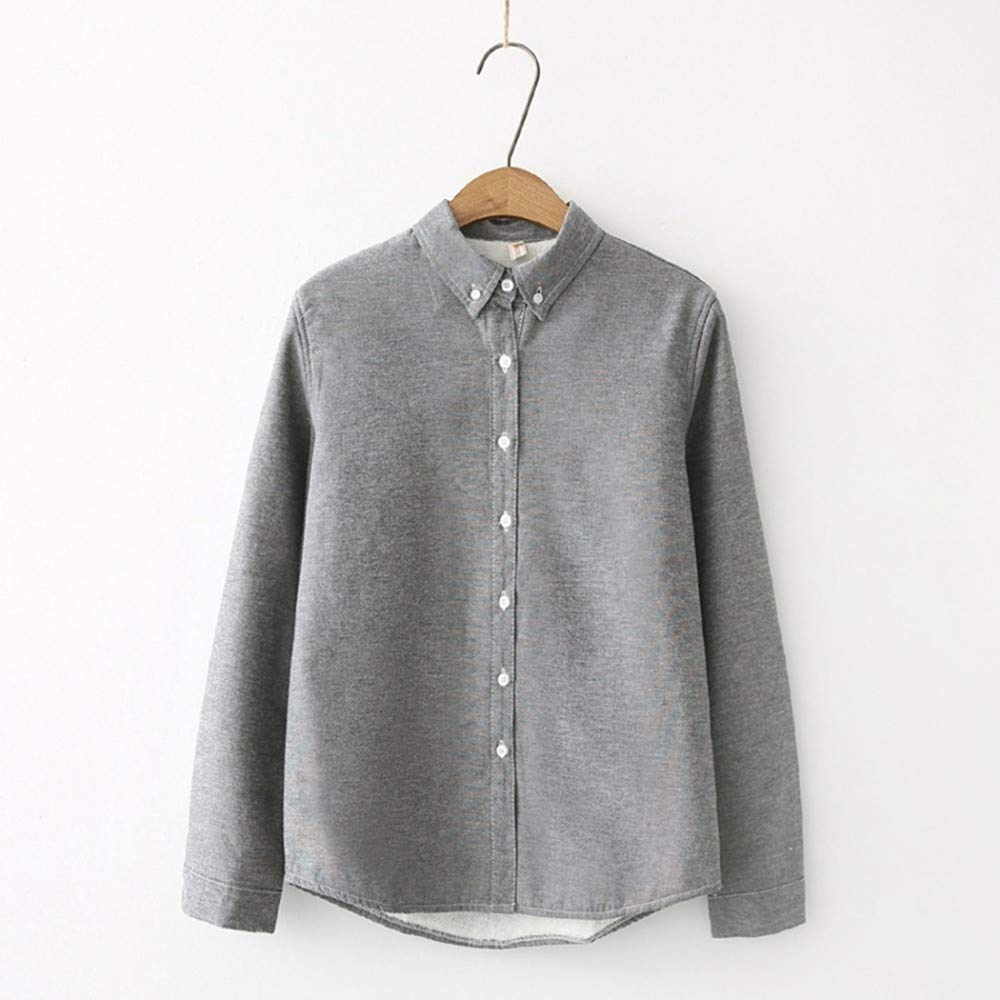 Chemise Chaude Femme,Mode Plus Velours Épaississant Dames Chemise Chaude Automne Et Laine D’Hiver Pure Doublure Femme Doublure Rétro Revers Bottoming Shirt Élégant Gris Fête D’Affaires Décon