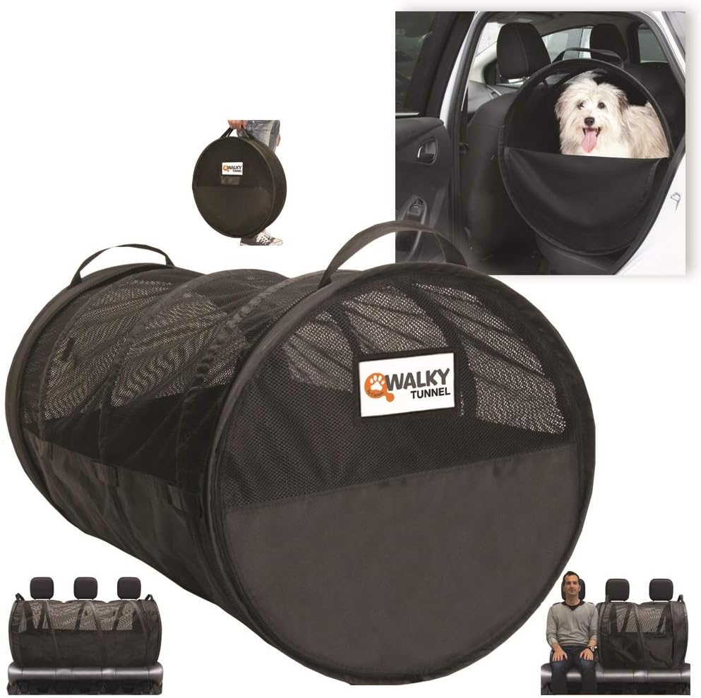 Walky Tunnel Pet Tube, Car Kennel Crate, Automotive Pet Containment Barrier Kennel, Soft Pet Crate, Large, 47" L x 24" Round, Universal Fit