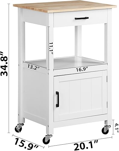 Miniatura 8 de Nova Microdermabrasion Isla de cocina rodante con gabinete de una sola puerta, carrito de cocina con ruedas giratorias con estante de