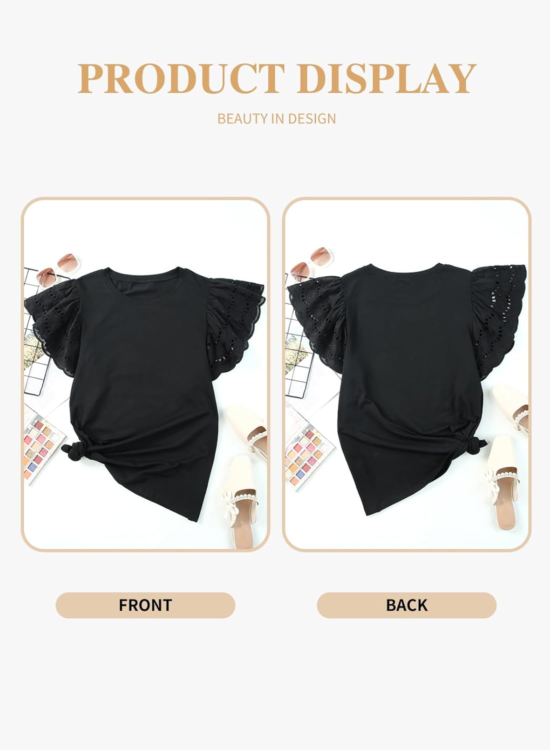 Eytino Womens Plus Size Tops Short Sleeve Round Neck Hollow Out Casual Loose Tunic Tees Shirts(1X-5X) - Image 4