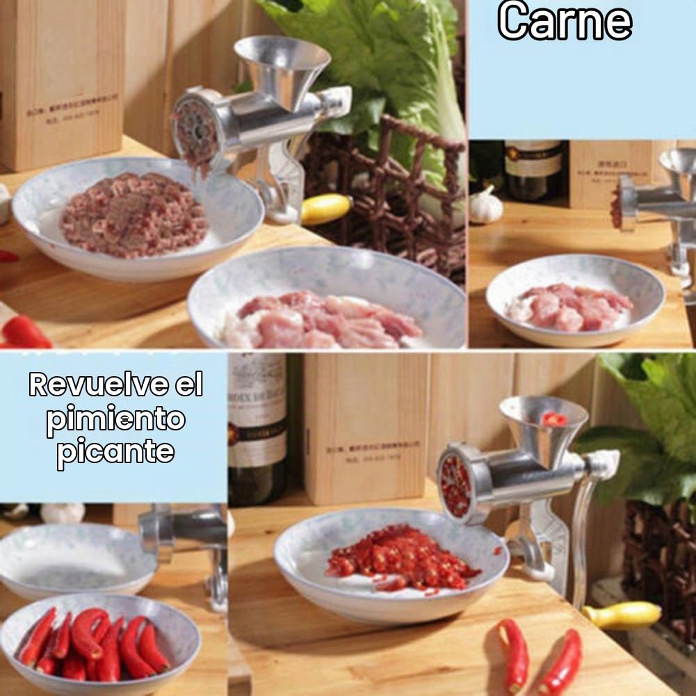 Molinillo manual de carne con manivela y relleno de salchichas en metal, multiherramienta de cocina para carne picada, para tareas de preparación de ajo, chile y salchichas (S)