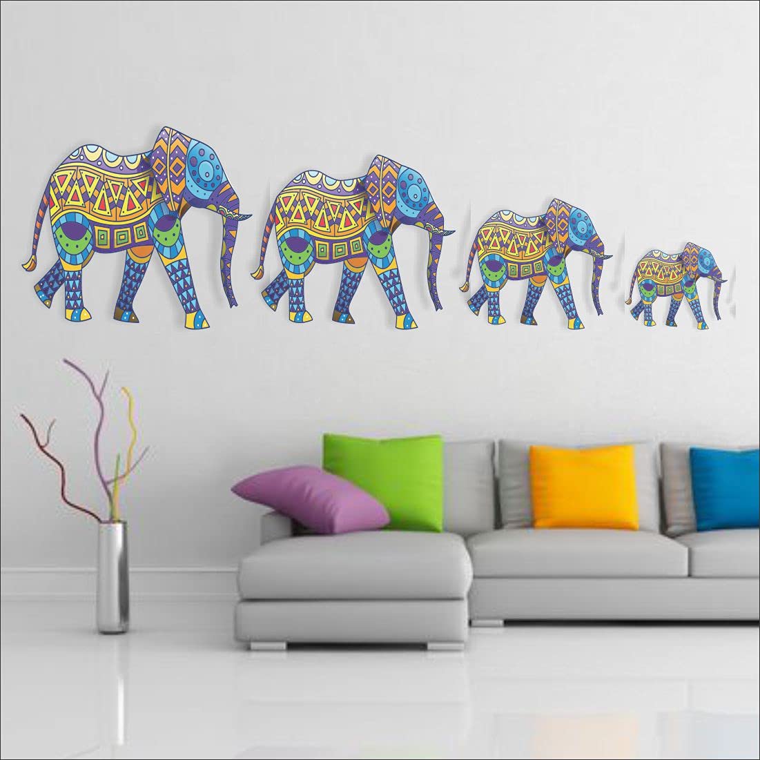 WallDaddy - Self Adhesive Wall Stickers for Kids Room Decorative Items, Wall Stickers for Hall Room, Wall Decals Design Wall Sticker, Wall Decor for Living Room Pack of - 1 (Elephant Family) (B0C6Y7VF7Q) Amazon Price History, Amazon Price Tracker