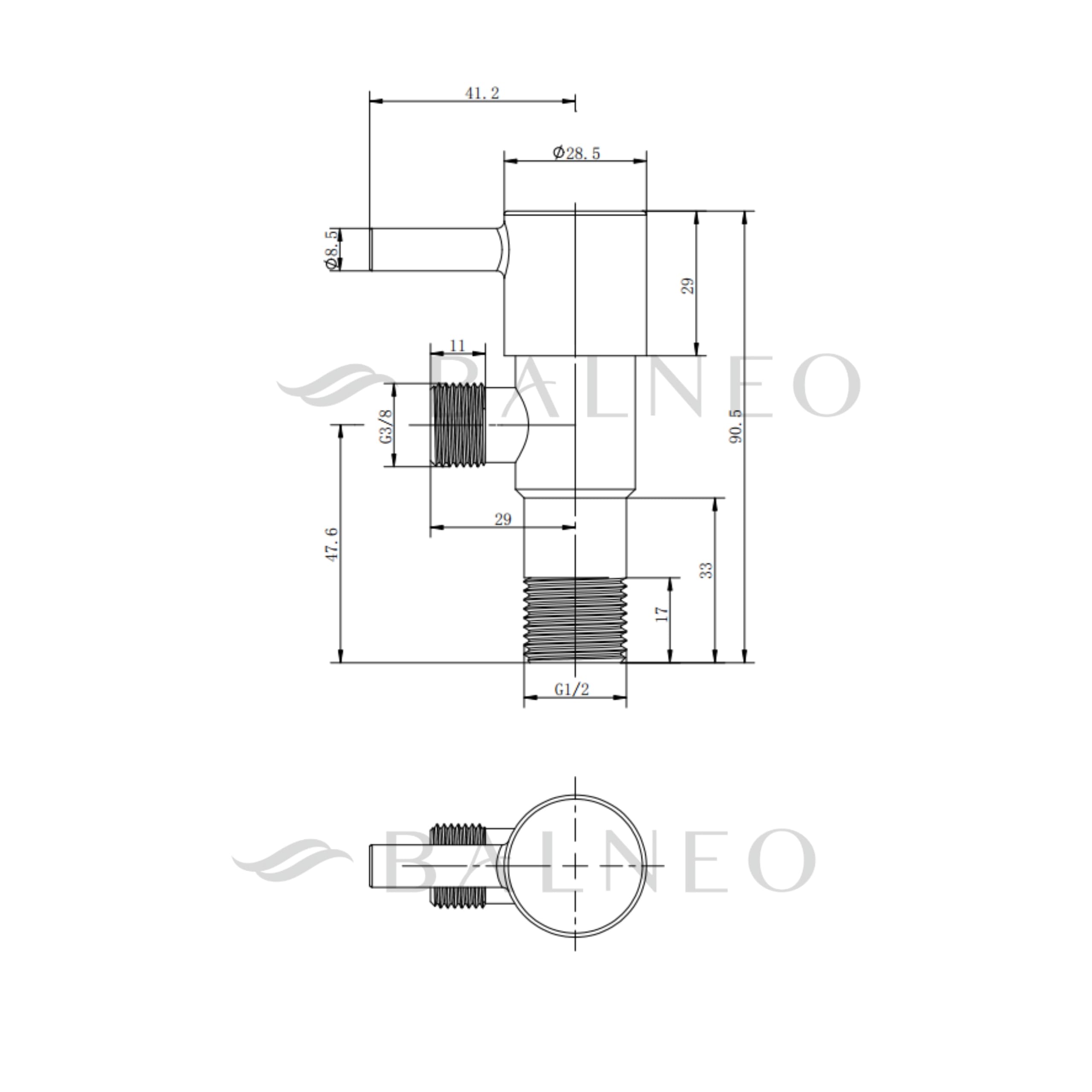 Eckventil aus Edelstahl AISI 304, Wasserhahn Anschluss Schwarz 1/2 x 1/2, Langlebiges Eckventil mit Keramik-Kartusche, rostfrei & universell für Bad und Küche