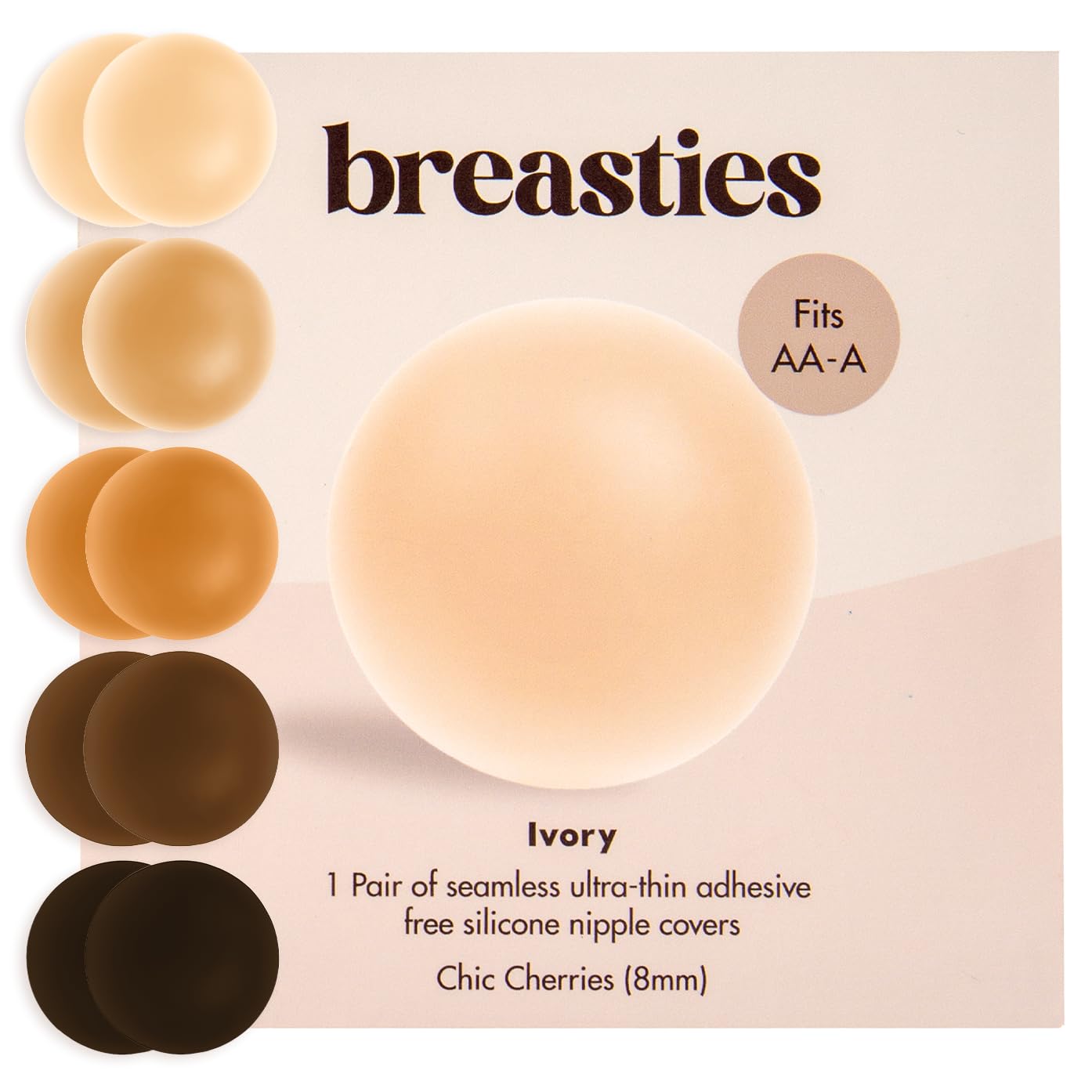 Breasties Grippies Reusable Silicone Nipple Covers, Adhesive Free Nipple Pasties, No Show Nippies, Breast Petals with Travel Case | Latte, DDD+ Cups