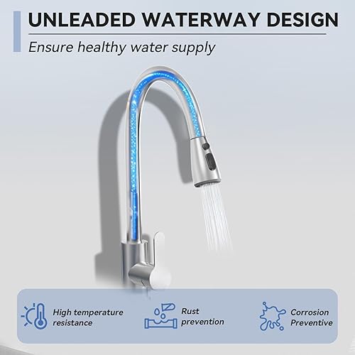 Miniatura 4 de Fregadero Utilitario de Acero Inoxidable, Fregadero Independiente de 28" con Grifo Retráctil de Agua Fría y Caliente, Mangueras y Kit de Drenaje