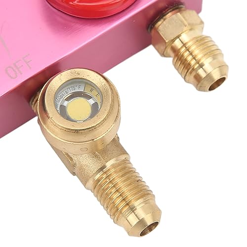 Miniatura 5 de Manómetro de colector, mini medidor de presión refrigerante de fluoruro para refrigerante R22, R32, R410A, perilla de metal G14, herramienta de aire