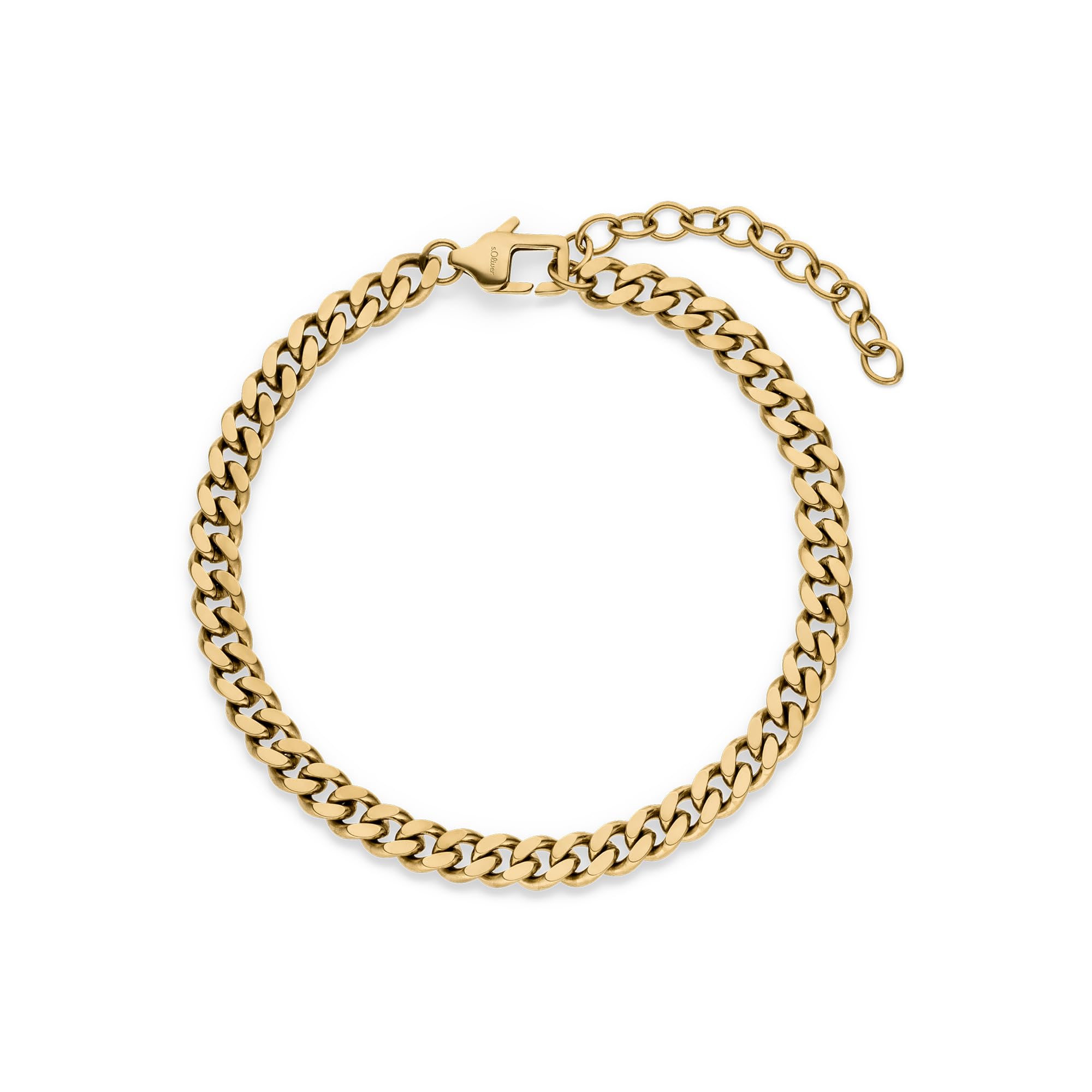 s.Oliver Men's Bracelet – Bracelet Made of Matte Stainless Steel – IP Gold – Curb Chain Adjustable up to 22 cm – Waterproof and Skin-Friendly