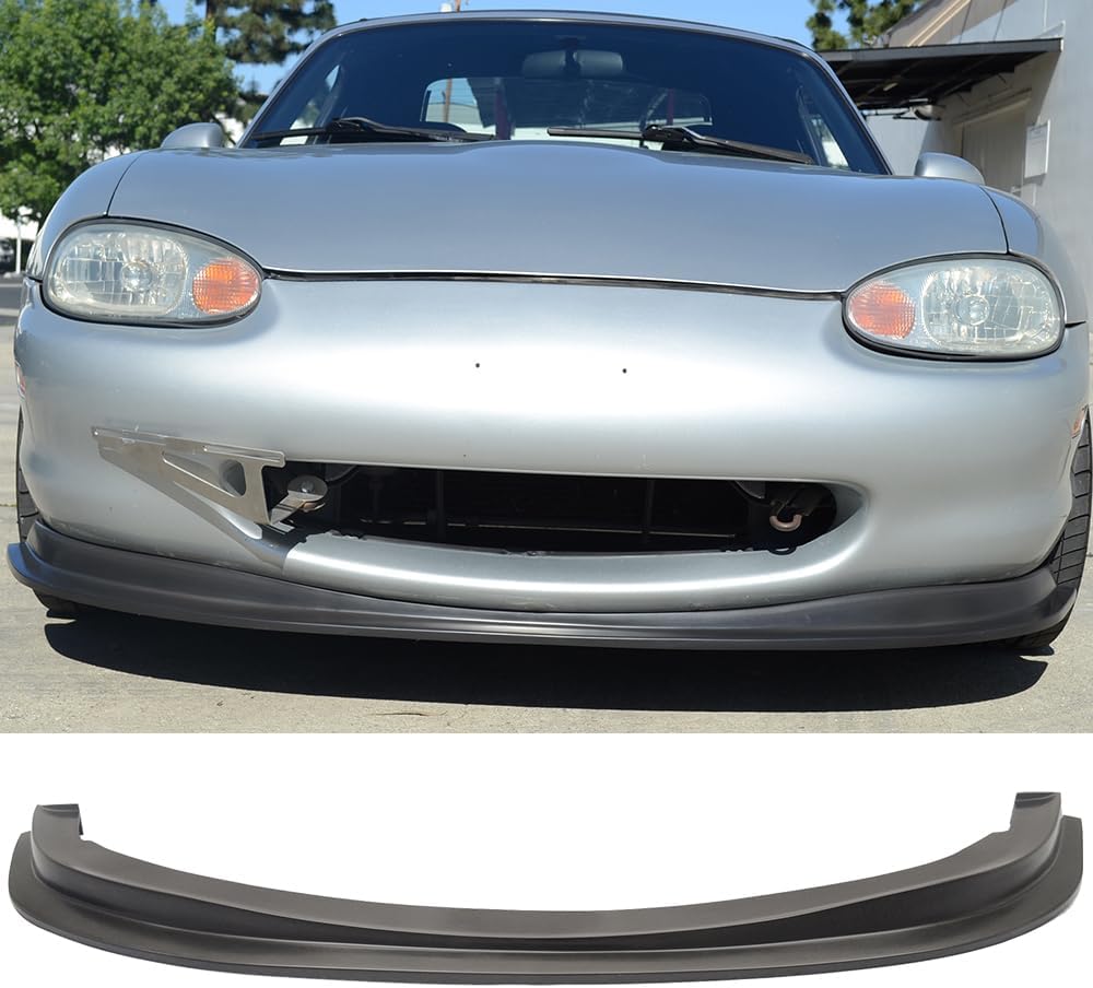 Front Bumper Lip Compatible With 1999-2000 Mazda Miata MX-5, Black PU Front Lip Finisher Under Chin Spoiler Add On by IKON MOTORSPORTS