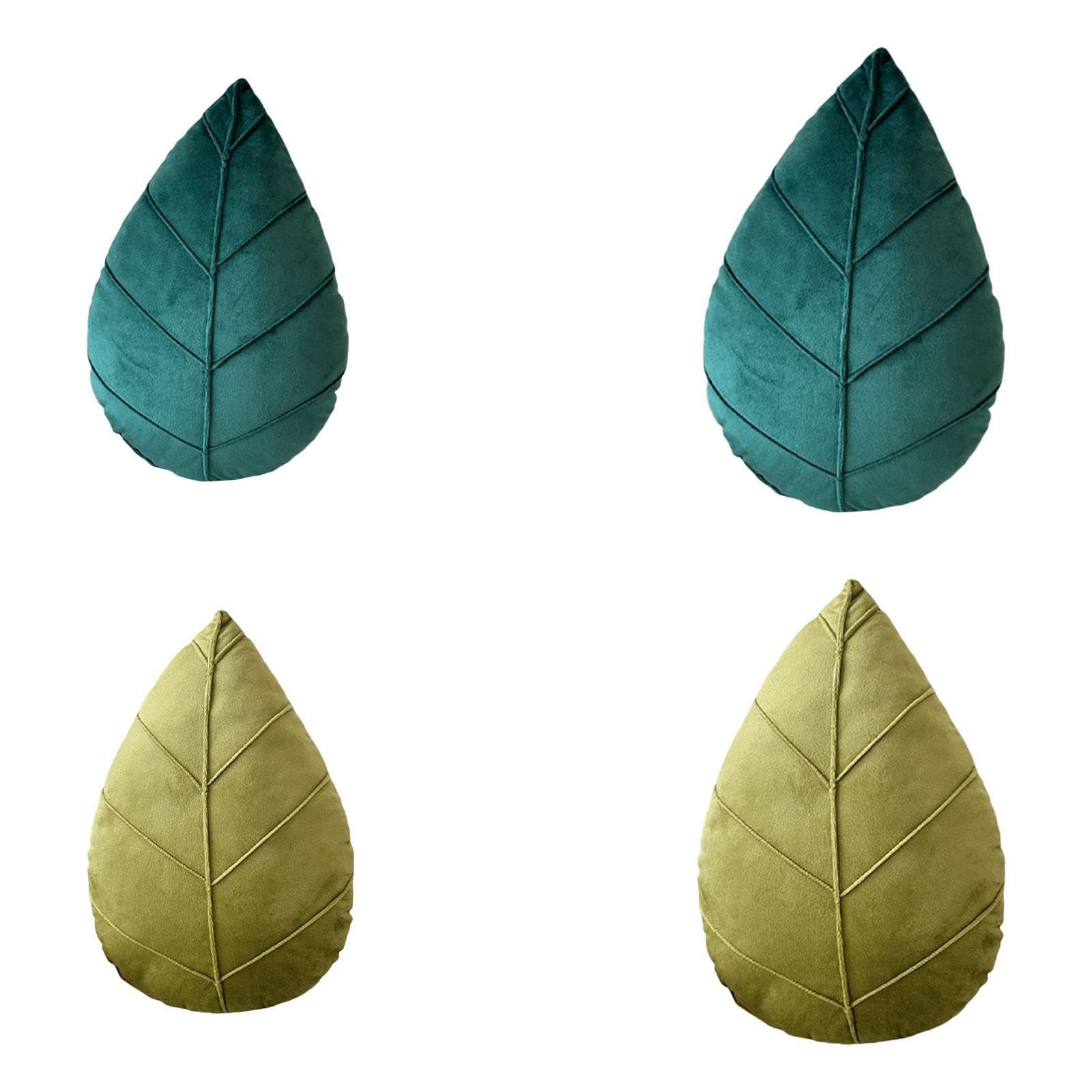 STYLEHEAVEN Leaf Decorative Pillow Soft Gift Plush Throw Pillow for Sofa Holiday Bedroom Dark Green 38X25Cm-image-49