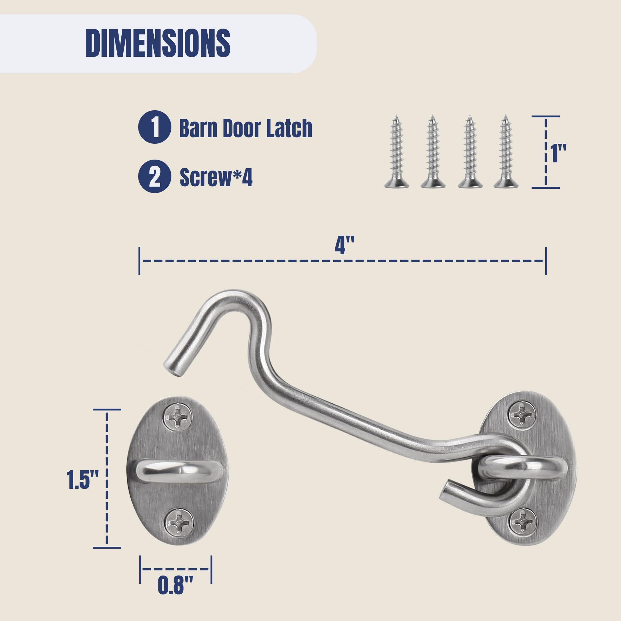 Snapklik.com : Privacy Hook And Eye Latch, 4 Inch Heavy Duty Barn Door ...
