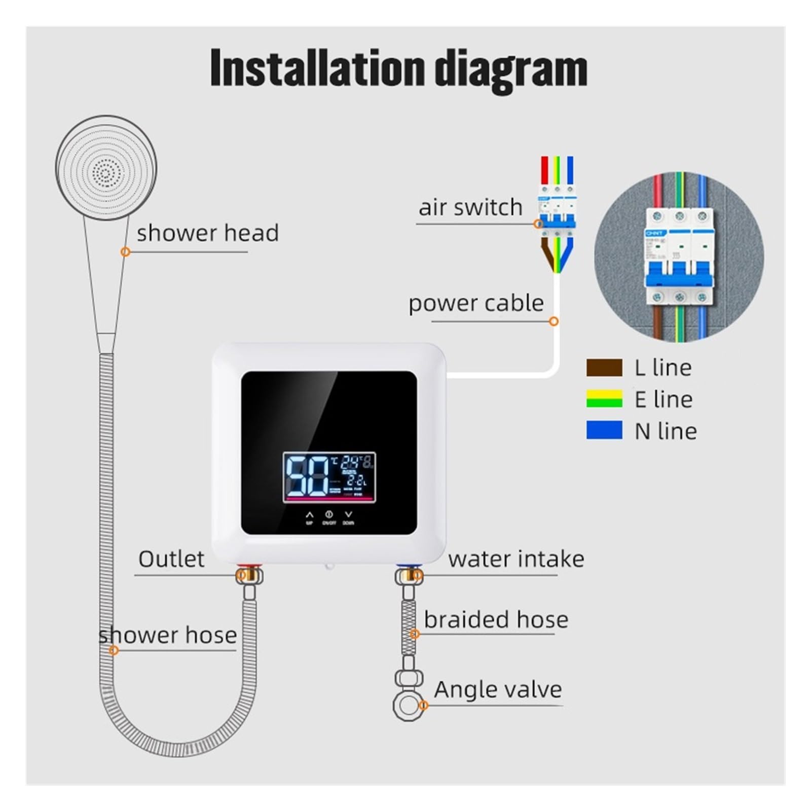 5500 W/7500 W Bezzbiornikowy Podgrzewacz Wody Elektryczny Ciepłej Prysznic Łazienka Kuchnia Natychmiastowy Z Pilotem Szybko I Wygodnie(5500W white)