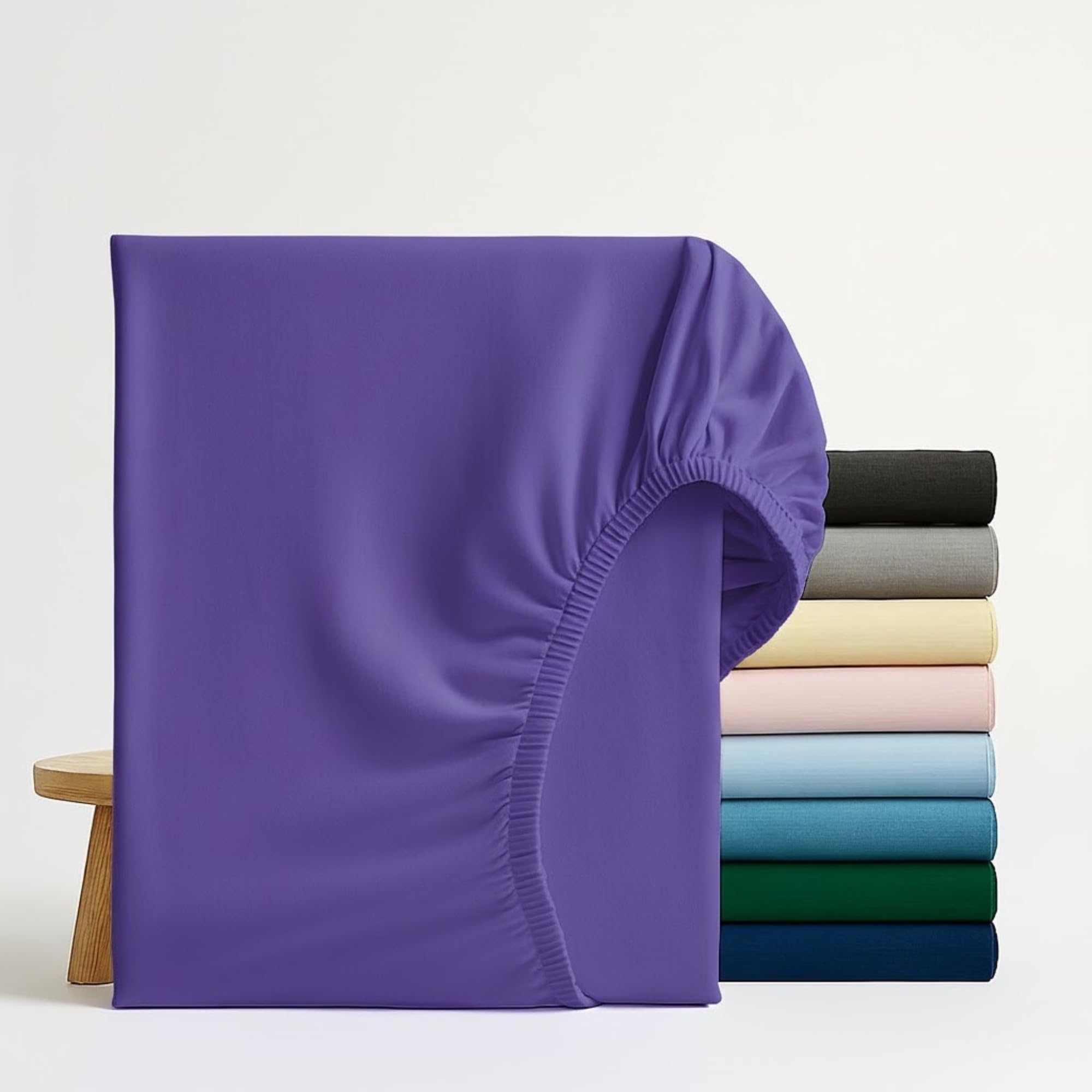 Q&H Bedding Single Fitted Sheet Royal Blue, 30cm Extra Deep Fitted Sheet, Soft Brushed Microfiber Elastic Bed Sheets, Shrinkage, Fade Resistant, Washable Sheets — image 1