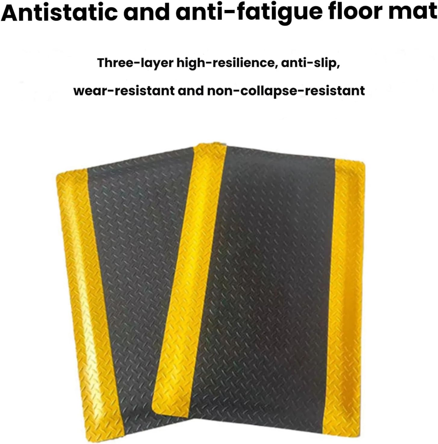 Ergonomic Anti-Fatigue Mat with Yellow Border for Workshop & Laboratory, Non-Slip Support Floor Mat, Green, 80x140CM - Ideal for Standing Workstations