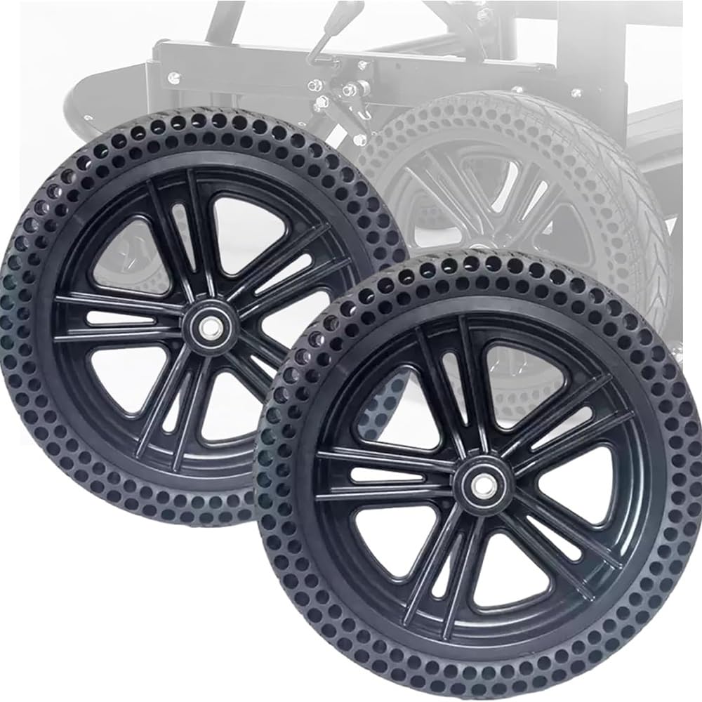 Ruedas traseras de repuesto para silla de ruedas eléctrica, par de 2 ruedas sólidas de 12 pulgadas, compatibles con muchos modelos