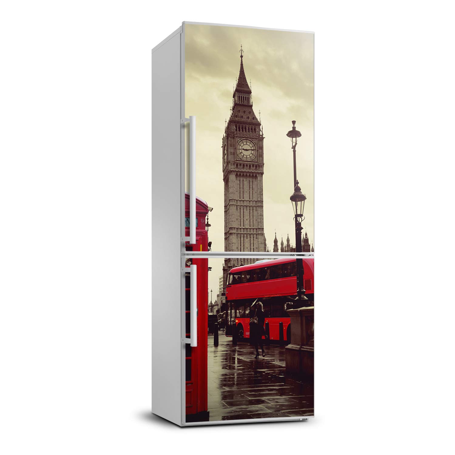 Cubierta de nevera autoadhesiva 70x190 cm para ocultar imperfecciones con el Big Ben